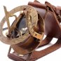 STEAMPUNK SOLID BRASS SUNDAL COMPASS WRIST WATCH w REAL ROUGH LEATHER BRACELET
