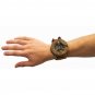 STEAMPUNK SOLID BRASS SUNDAL COMPASS WRIST WATCH w REAL ROUGH LEATHER BRACELET