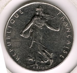 1991 1 Franc XF/AU