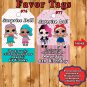 LOL Surprise Doll Birthday 10 ea Favor Tags Gift Tags Thank You Tags Personalized