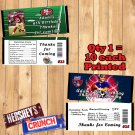 Football NFL Birthday Candy Bar Wrappers 10 ea Personalized