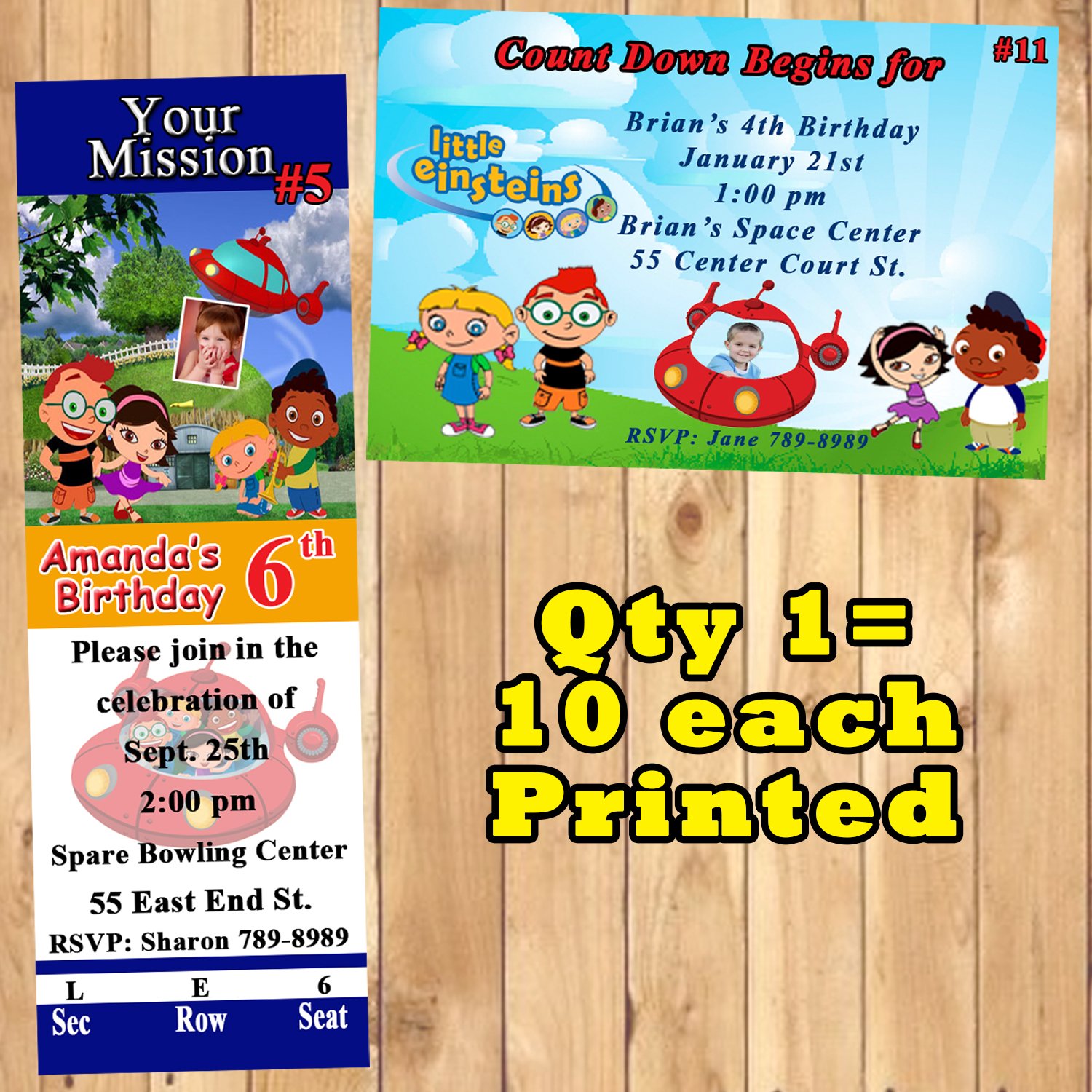 Little Einsteins Birthday Invitations 10 ea Personalized Custom Made