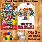 Smash Super Mario Brothers Birthday 10 ea Favor Tags Gift Tags Thank You Tags Personalized
