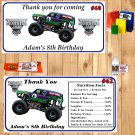 Monster Jam Truck Birthday 1 Sheet Favor Water Bottle Stickers Labels Personalized