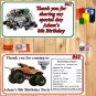 Monster Jam Truck Birthday 1 Sheet Favor Water Bottle Stickers Labels Personalized