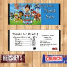 Paw Patrol Birthday Candy Bar Wrappers 10 ea Personalized