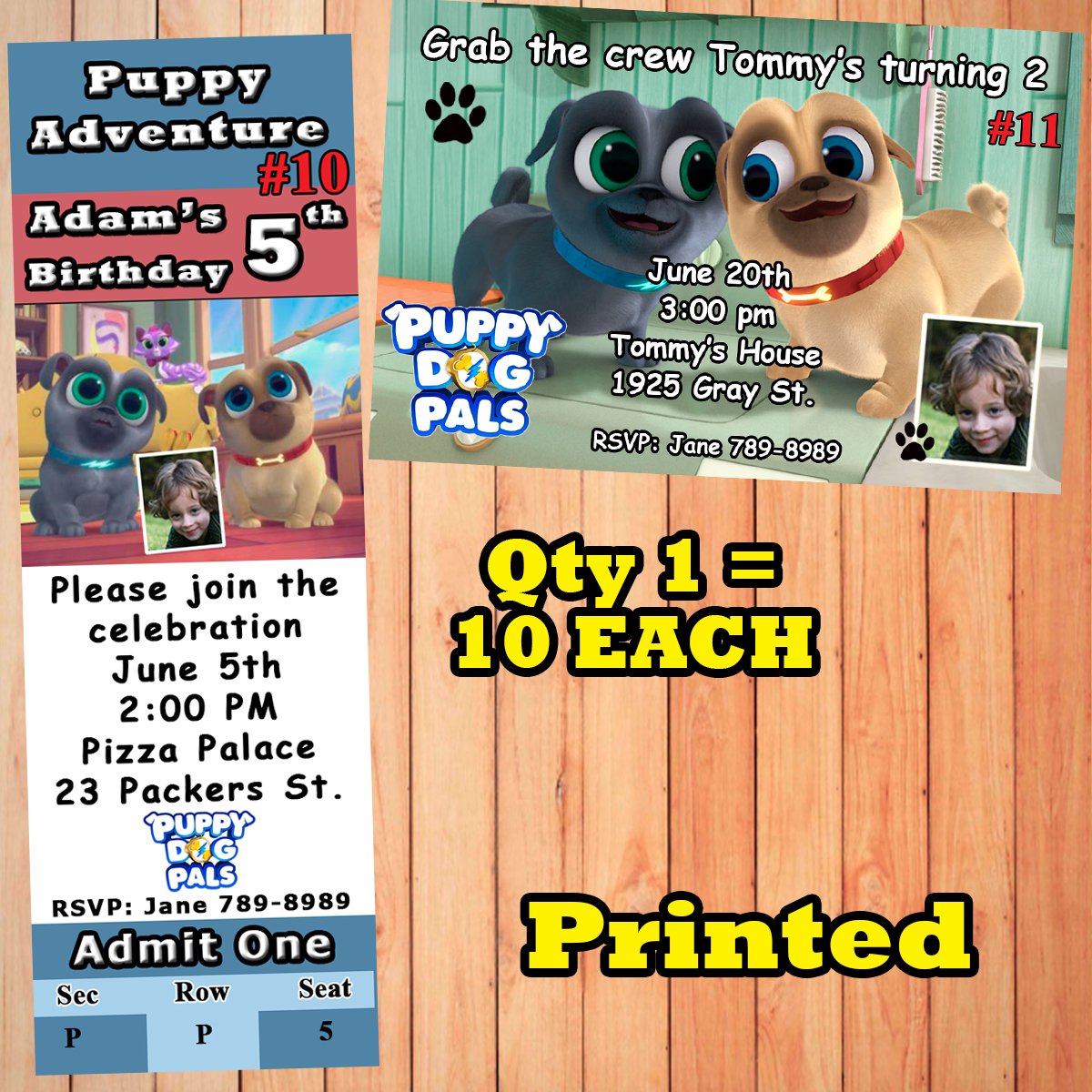 Puppy Dog Pals Birthday Invitations 10 ea Personalized Custom Made
