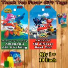 Super Wings 10 ea Favor Tags Gift Tags Thank You Tags Personalized