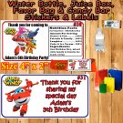 Super Wings Birthday 1 Sheet Favor Water Bottle Stickers Labels Personalized