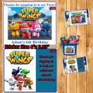 Super Wings Birthday Favor Popcorn Labels Candy Stickers 1 Sheet Personalized