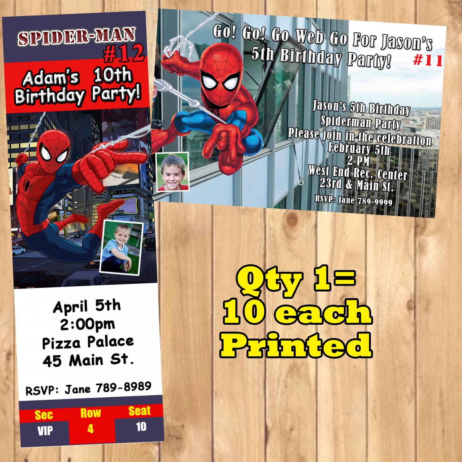 Spiderman Birthday Invitations 10 Ea Personalized Custom Made