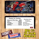 Spiderman Super Hero Birthday Candy Bar Wrappers 10 ea Personalized