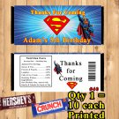Super Hero Captain America Superman Batman Birthday Candy Bar Wrappers 10 ea Personalized
