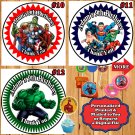 Super Hero Captain America Superman Batman Hulk Birthday Stickers Round 1 Sheet Personalized