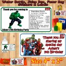 Super Hero Captain America Batman Superman Birthday 1 Sheet Favor Water Bottle Stickers Personalized