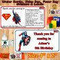 Super Hero Captain America Batman Superman Birthday 1 Sheet Favor Water Bottle Stickers Personalized