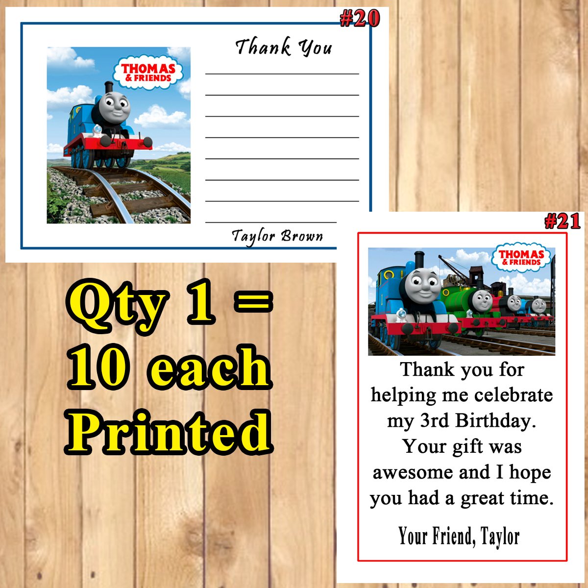 Thomas & Friends Thomas The Train Birthday Thank You Cards 10 ea Personalized Custom Made