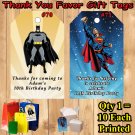 Super Hero 10 ea Favor Tags Gift Tags Thank You Tags Personalized