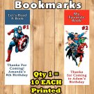 Super Hero 10 ea Favor Bookmarks Personalized
