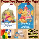 Pooh Bear Winnie The Pooh 10 ea Favor Tags Gift Tags Thank You Tags Personalized