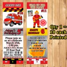 Fireman Fire Truck Firefighter Birthday Invitations 10 ea Personalized Custom Made