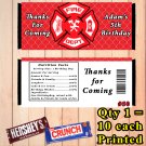 Fireman Firefighter Fire Truck Birthday Candy Bar Wrapper 10 ea Personalized