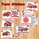 Fireman Firefighter Fire Truck Birthday 1 Sheet Favor Water Bottle Stickers Labels Personalized