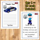 Police Birthday Thank You Cards 10 ea Personalized Custom Made