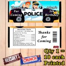 Police Birthday Candy Bar Wrapper 10 ea Personalized
