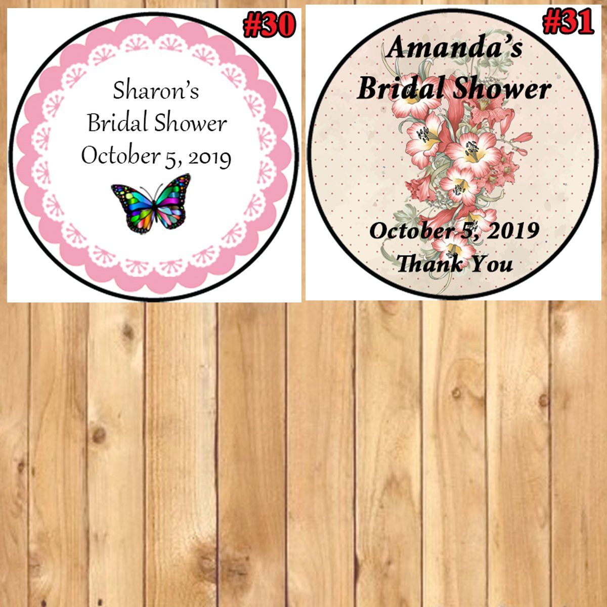 Bridal Shower Wedding Stickers Round Stickers 1 Sheet Personalized