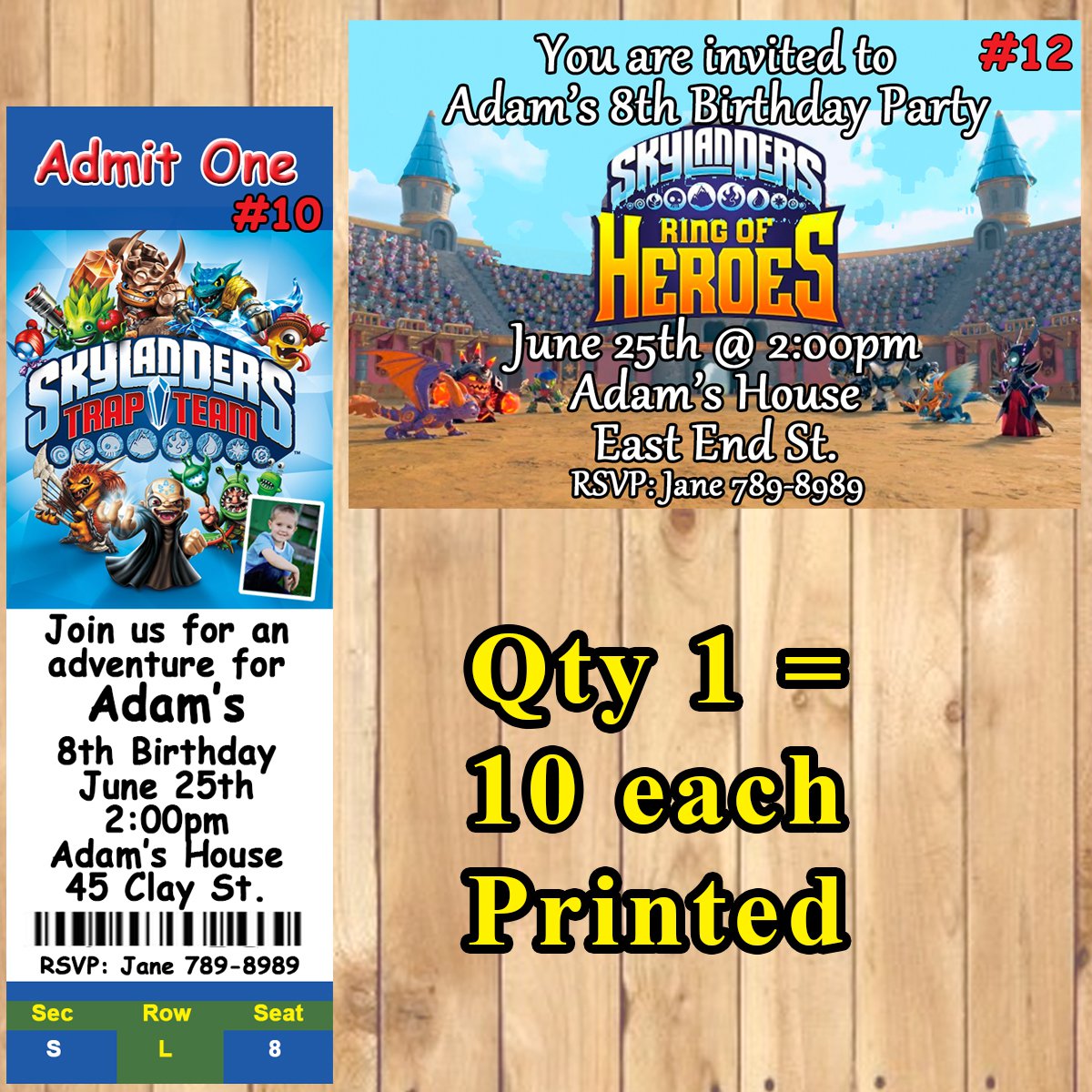 Skylanders Birthday Invitations 10 ea Personalized Custom Made