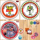 Toy Story 4 Birthday Stickers Round Water Bottle Favor Stickers 1 Sheet Personalized