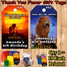 Lion King Favor Tags Gift Tags Thank You Tags 10 ea Personalized