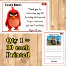 Angry Birds Birthday Thank You Cards 10 ea Personalized Custom Made