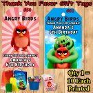 Angry Birds Favor Tags Gift Tags Thank You Tags 10 ea Personalized