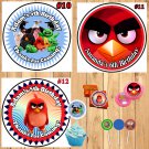 Angry Birds Birthday Stickers Round Water Bottle Favor Stickers 1 Sheet Personalized