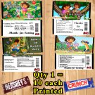Dora The Explorer or Go Diego Go Birthday Candy Bar Wrapper 10 ea Personalized