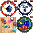 Finding Dory Finding Nemo Birthday Stickers Round Water Bottle Favor Stickers 1 Sheet Personalized