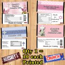 Baptism Christening Bar Mitzvah Candy Bar Wrapper 10 ea Personalized