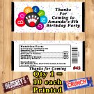 Bowling Candy Bar Wrapper 10 ea Personalized
