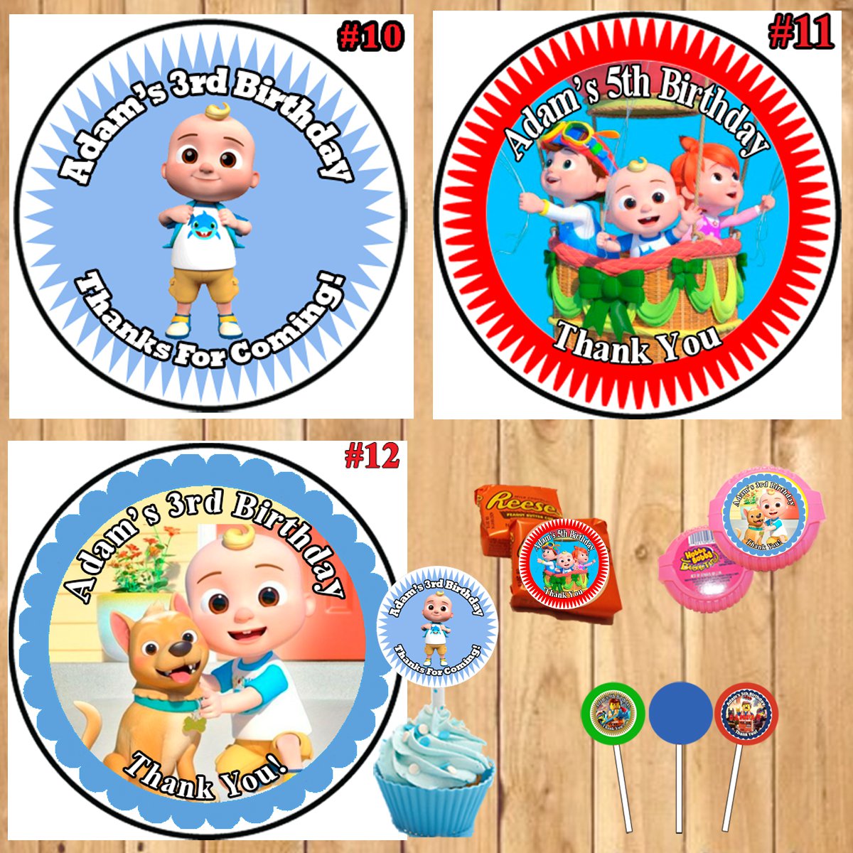 CoComelon Birthday Stickers Round Bottle Favor Stickers 1 Sheet ...