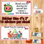CoComelon Birthday 1 Sheet Favor Water Bottle Stickers Labels Personalized