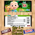 CoComelon Candy Bar Wrapper 10 ea Personalized