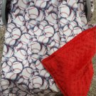 Baseball/Red Minky Carseat Canopy