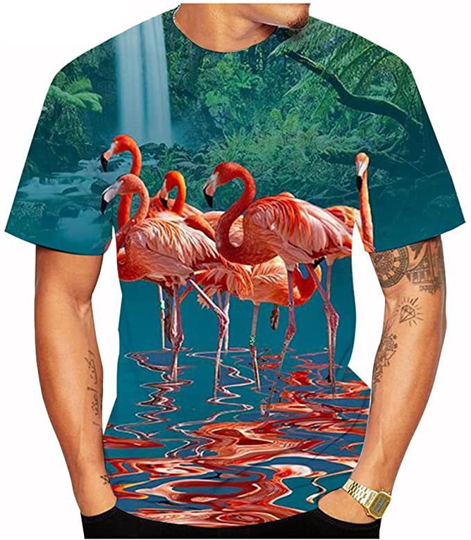 Flamingo Print 3D T Shirt Men Women Summer Short Sleeve Hawaiian Beach Tshirts