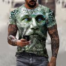 2022 Men's New Short-sleeved Round Neck 3d Printing Human Head Pattern Street Casual Top T-shirt