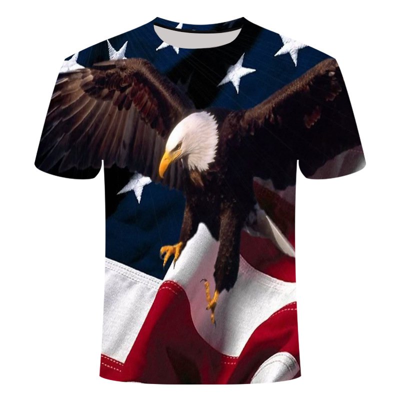 American Eagle Print 3D T-shirt Men USA Flag Short Sleeve Hip Hop Funny T shirt Boys Tee Shirt