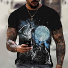Summer T Shirt Men Streetwear Round Neck Short Sleeve Tees Tops Funny Animal Wolf 3d Print Tshirt