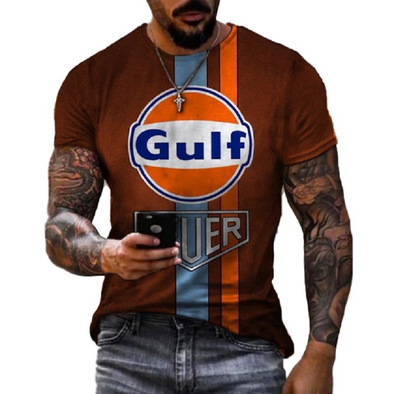Men's Summer Gulf 3d Printed Tees Round Neck Short Sleeve Loose T-shirt Casual Short T shirt Tops