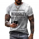 Fashion Streetwear Tees Summer Men T-Shirt 3D Whiskey Letters Print Funny T Shirt Short Sleeve Top